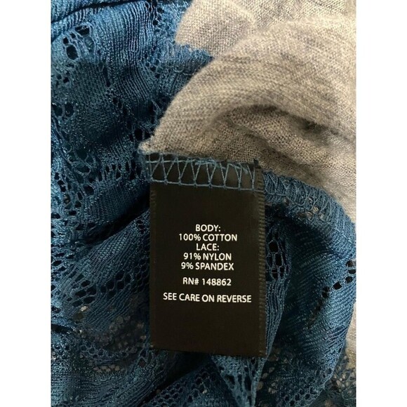 NWT Torrid Women's Teal & Gray Lace Pullover Blouse 3/4 Sleeve Stretch Size 0 - Picture 6 of 9